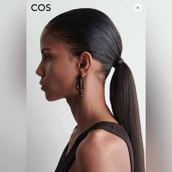 New COS Garnet Bow Beaded Earrings - Picture 2 of 10